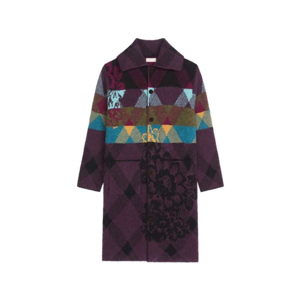 Dries Van Noten Men Patchwork Wool Cardigan